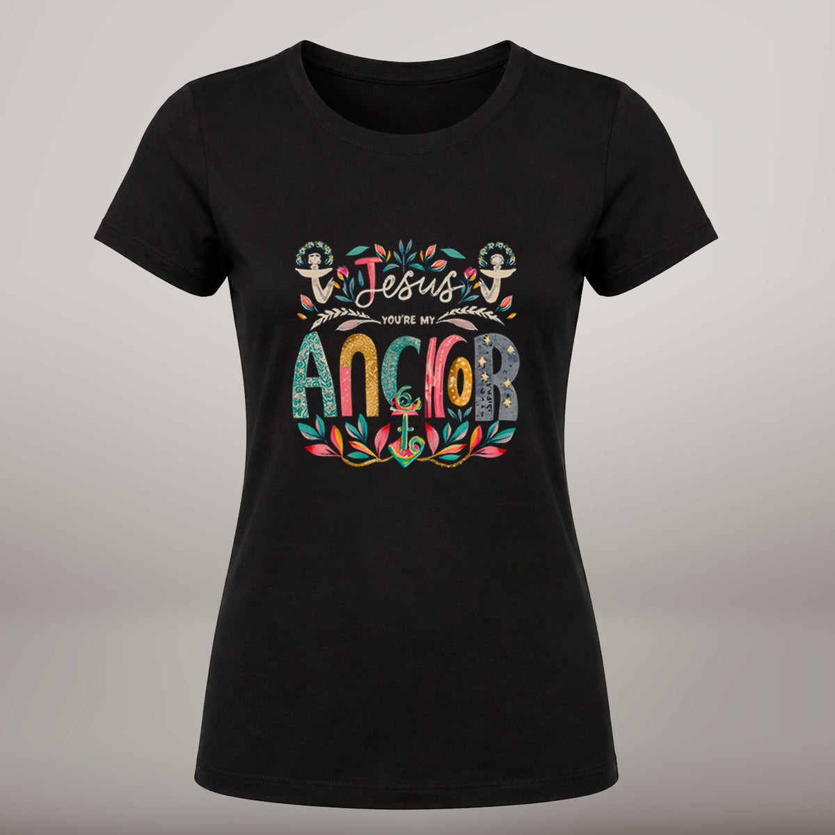 Jesus, You're My Anchor – T-shirt de Manga Curta | Caminho Collection | Sheepfy