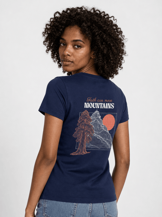 Faith Can Move Mountains – T-shirt de Manga Curta | Caminho Collection | Sheepfy - Sheepfy