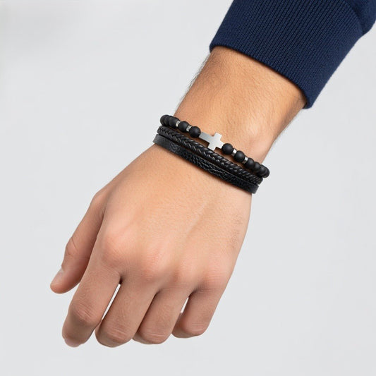 Pulseira de Couro e Pedra Natural - Sheepfy