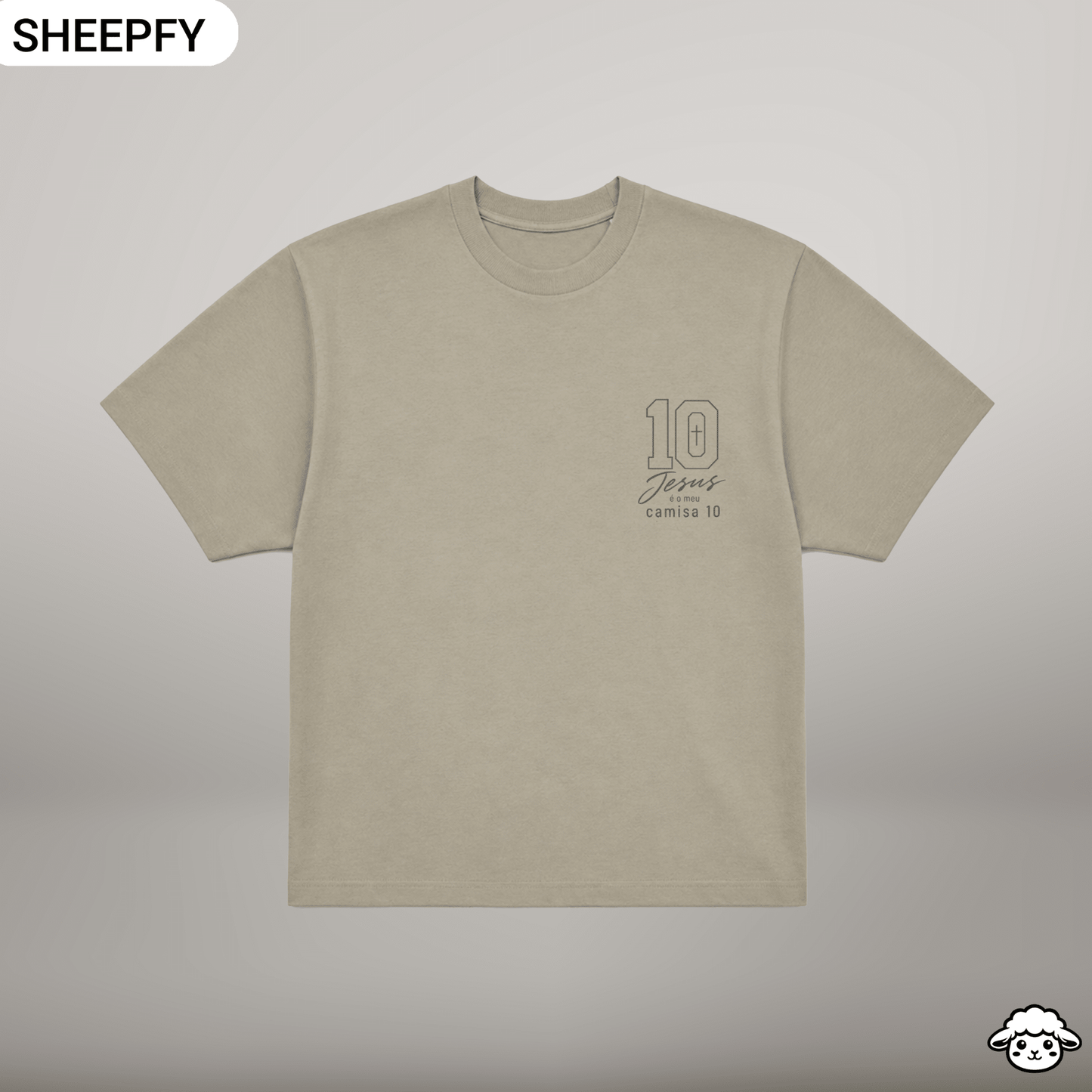 T-shirt oversized de manga curta - Jesus é meu camisa 10 - World Cup Collection - Sheepfy