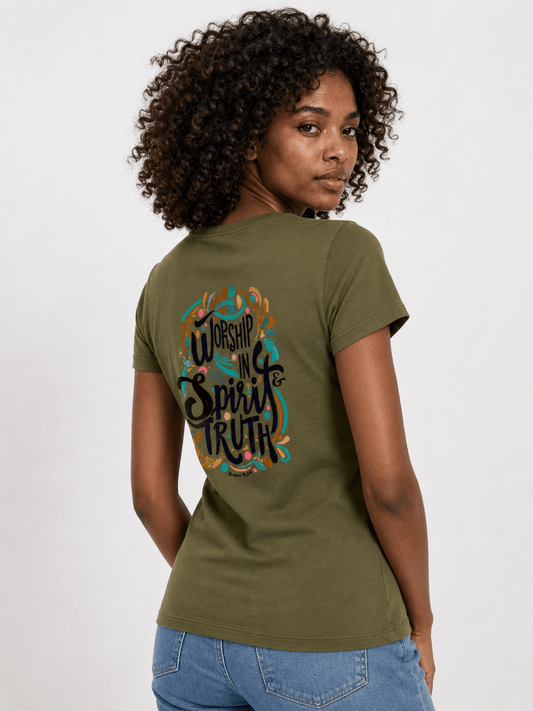 Worship in Spirit and Truth – T-shirt cristã de mulher – foto 2