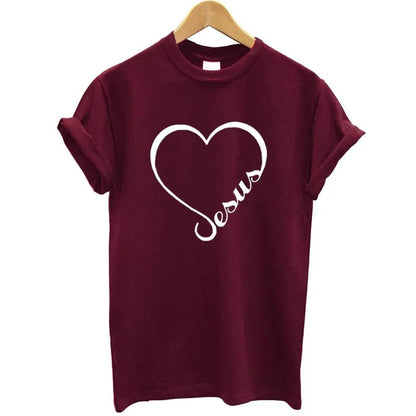 T-shirt camisa curta - Coração e Fé em Jesus