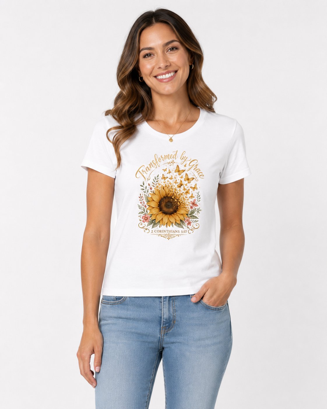 Transformed by Grace – T-shirt de Manga Curta | Caminho Collection | Sheepfy