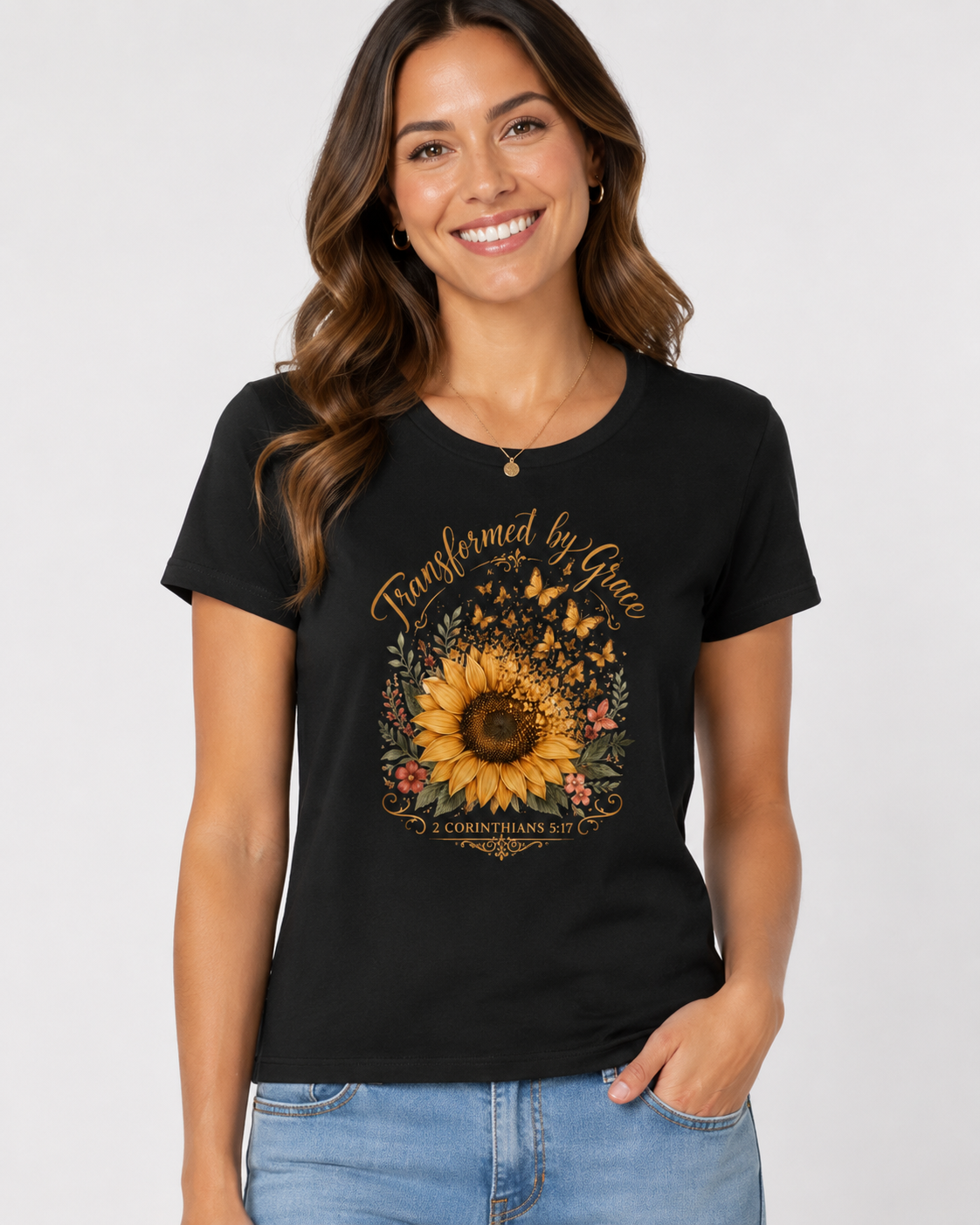 Transformed by Grace – T-shirt de Manga Curta | Caminho Collection | Sheepfy