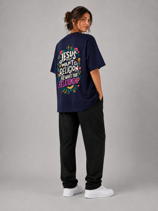 Jesus Doesn't Want Your Religion – T-shirt de Manga Curta | Caminho Collection | Sheepfy