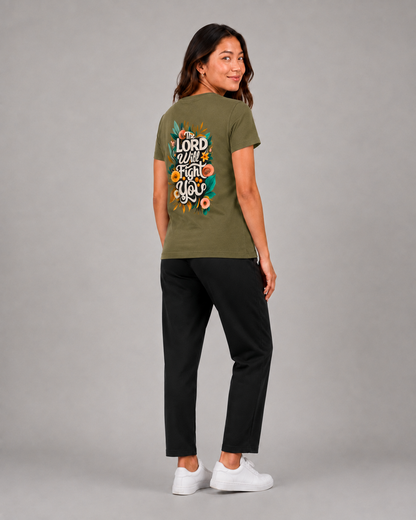 The Lord Fights For Me – T-shirt de Manga Curta | Caminho Collection | Sheepfy