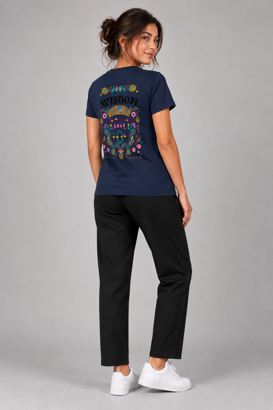 Wisdom Will Save You – T-shirt de Manga Curta | Caminho Collection | Sheepfy