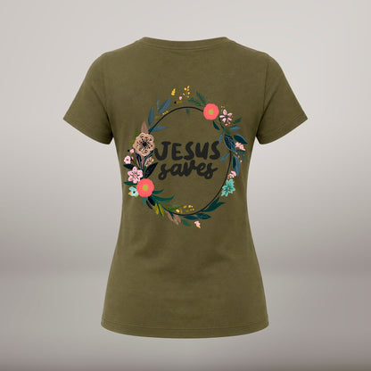 Jesus Saves – T-shirt de Manga Curta | Caminho Collection | Sheepfy