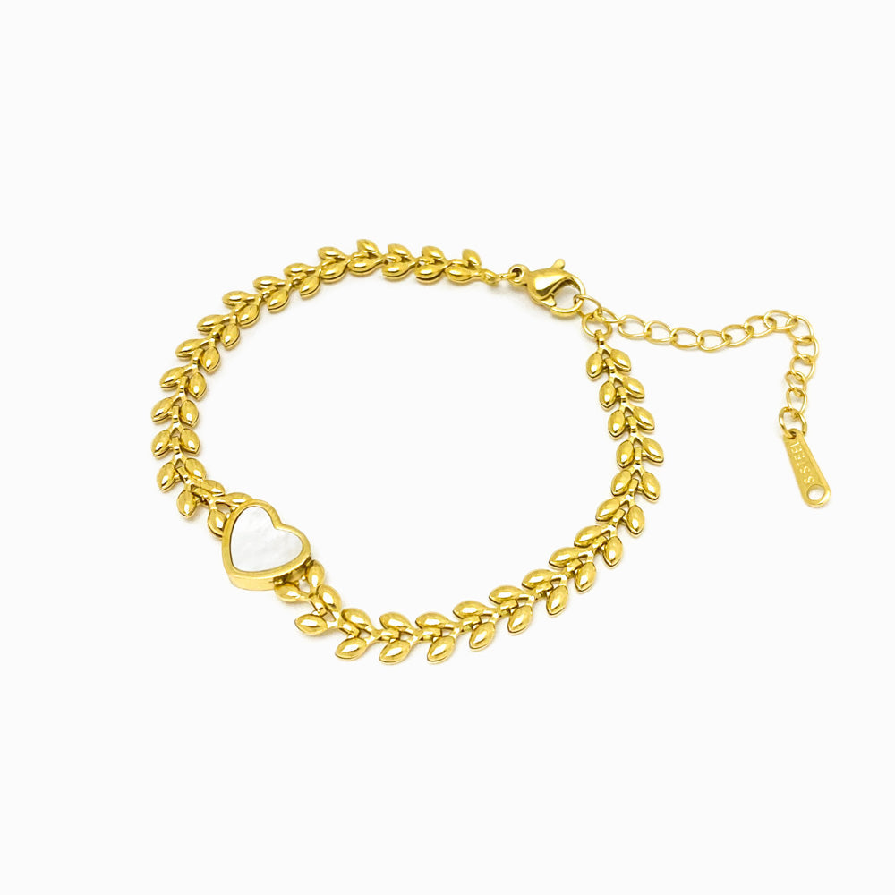 Pulseira Coração em Aço Inoxidável Feira de Biju