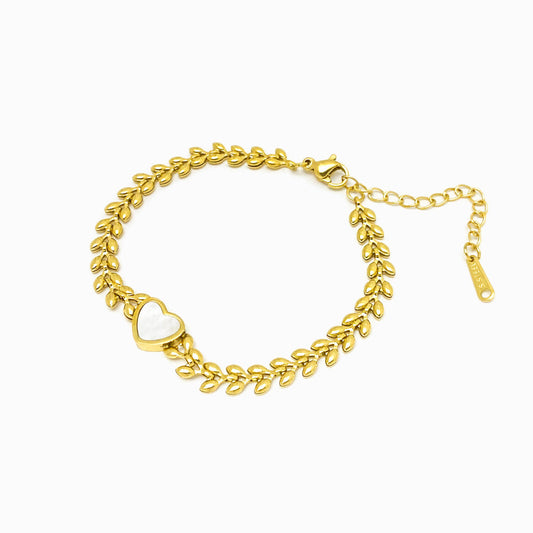 Pulseira Coração em Aço Inoxidável Feira de Biju