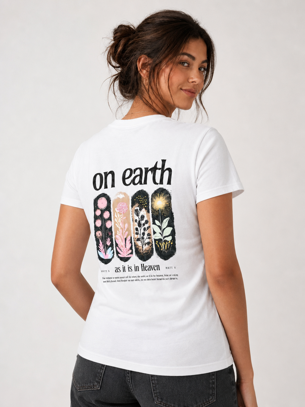 On Earth as It Is in Heaven – T-shirt de Manga Curta | Caminho Collection | Sheepfy