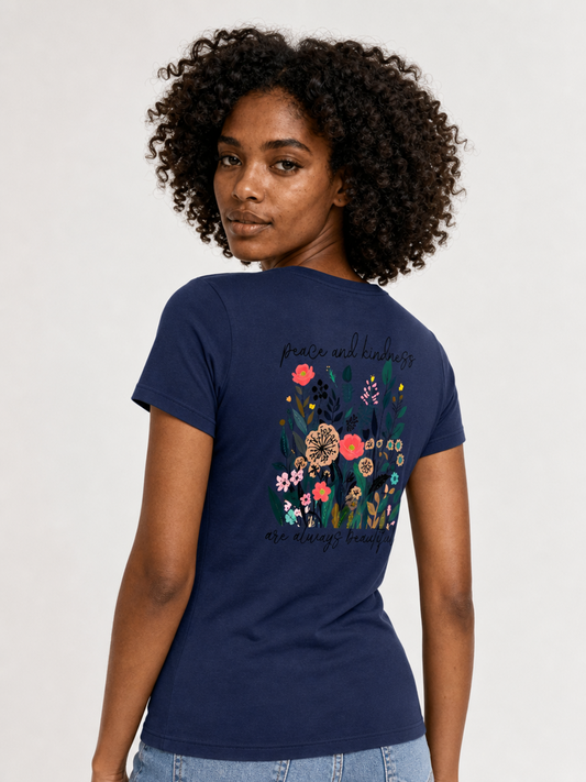 Peace and Kindness – T-shirt de Manga Curta | Caminho Collection | Sheepfy