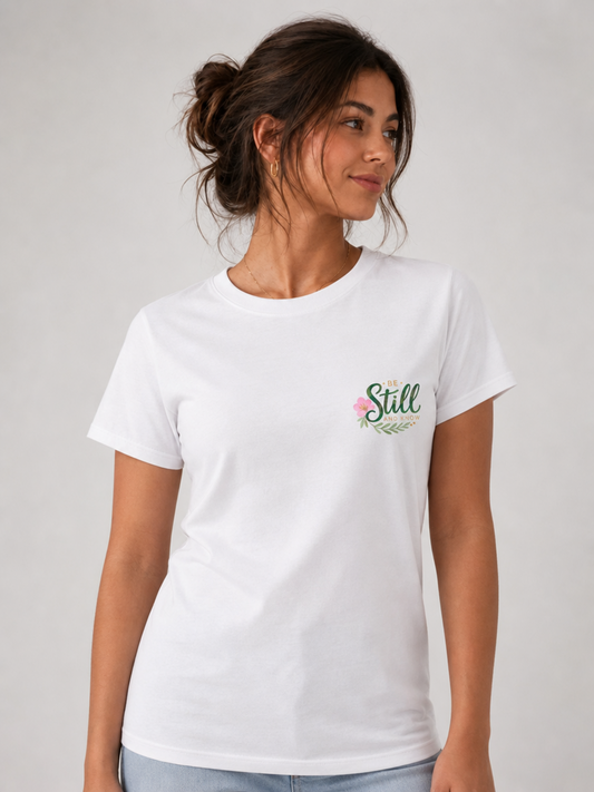 Psalm 46: Be Still – T-shirt de Manga Curta | Caminho Collection | Sheepfy