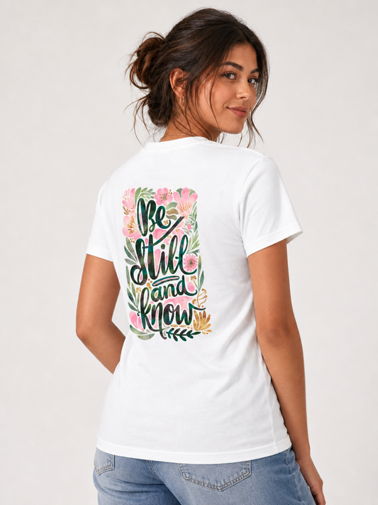 Psalm 46: Be Still – T-shirt de Manga Curta | Caminho Collection | Sheepfy
