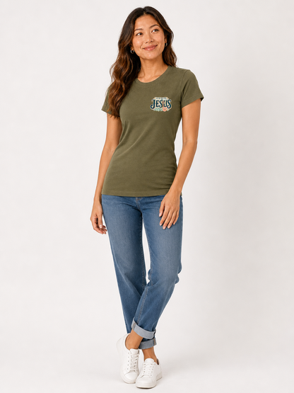 Let Me Tell You About My Jesus – T-shirt de Manga Curta | Caminho Collection | Sheepfy