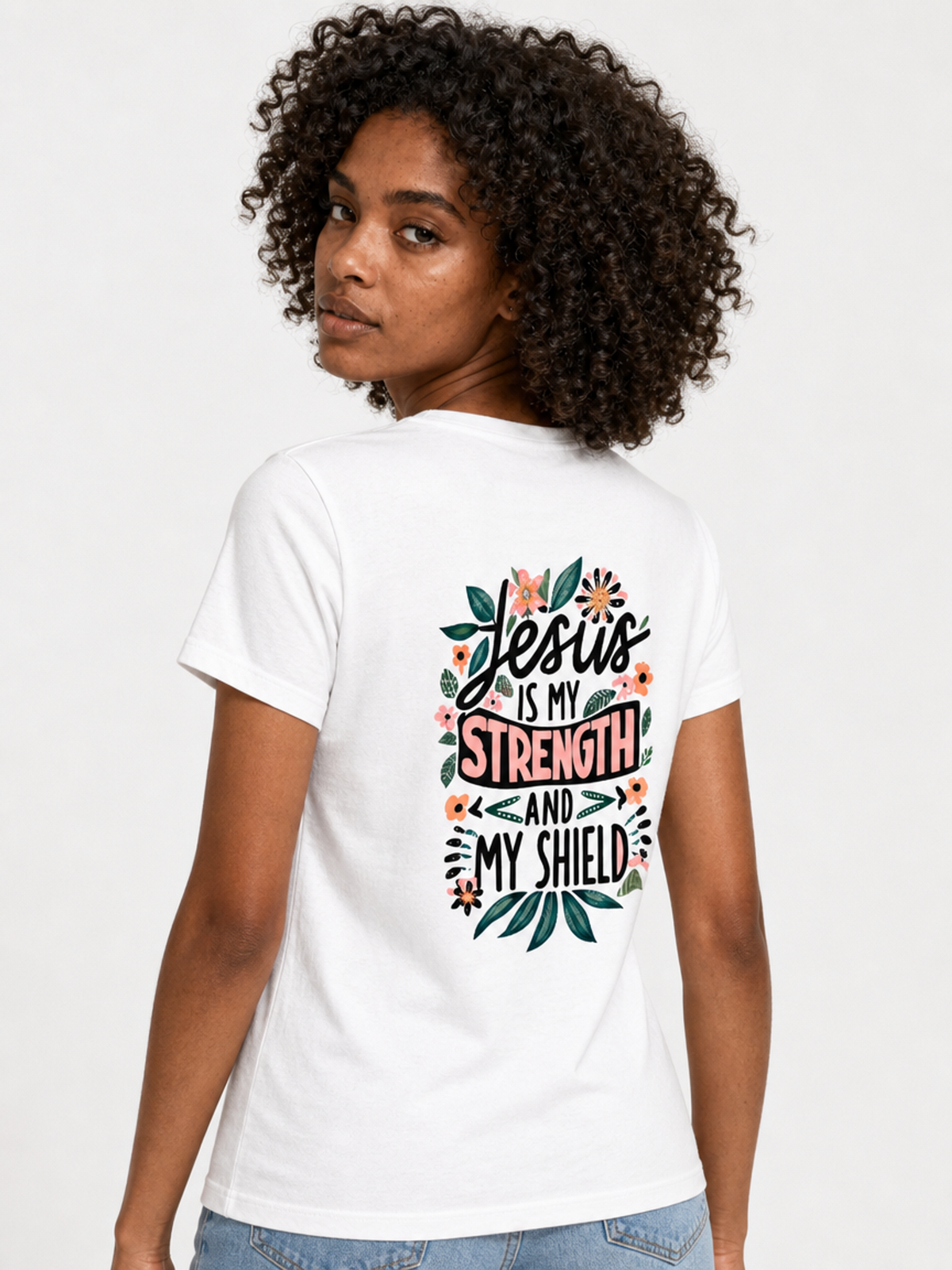 Jesus Is My Strength – T-shirt de Manga Curta | Caminho Collection | Sheepfy