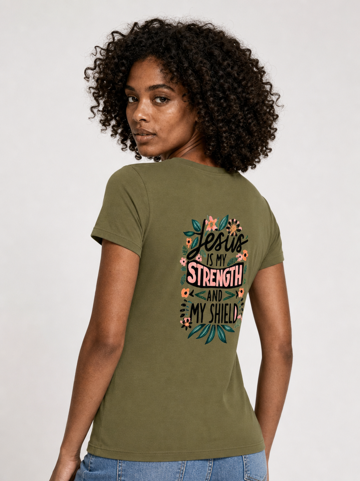 Jesus Is My Strength – T-shirt de Manga Curta | Caminho Collection | Sheepfy