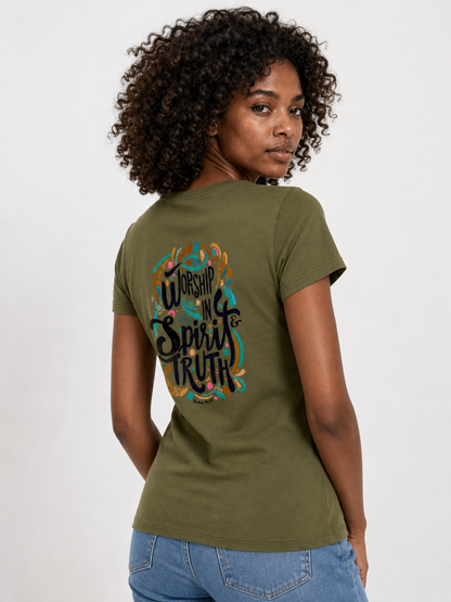 Worship in Spirit and Truth – T-shirt de Manga Curta | Caminho Collection | Sheepfy