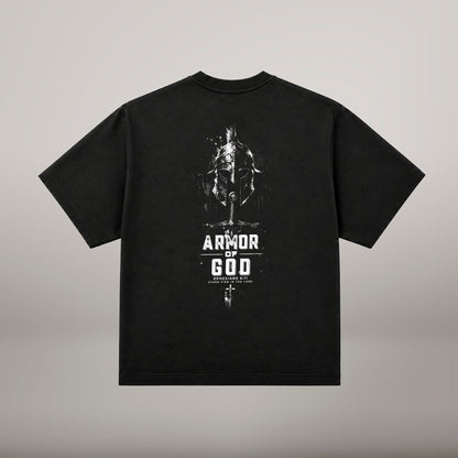 Armor of God – T-shirt cristã oversized de homem, preta (costas)