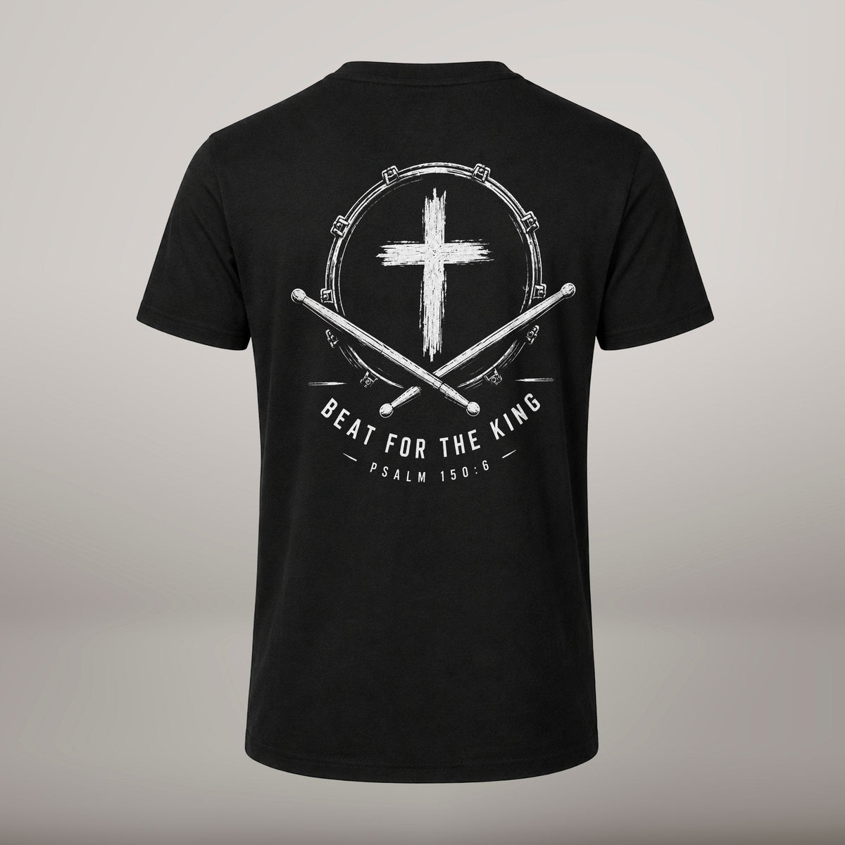Beat for the King – T-shirt cristã de homem, preta (costas)