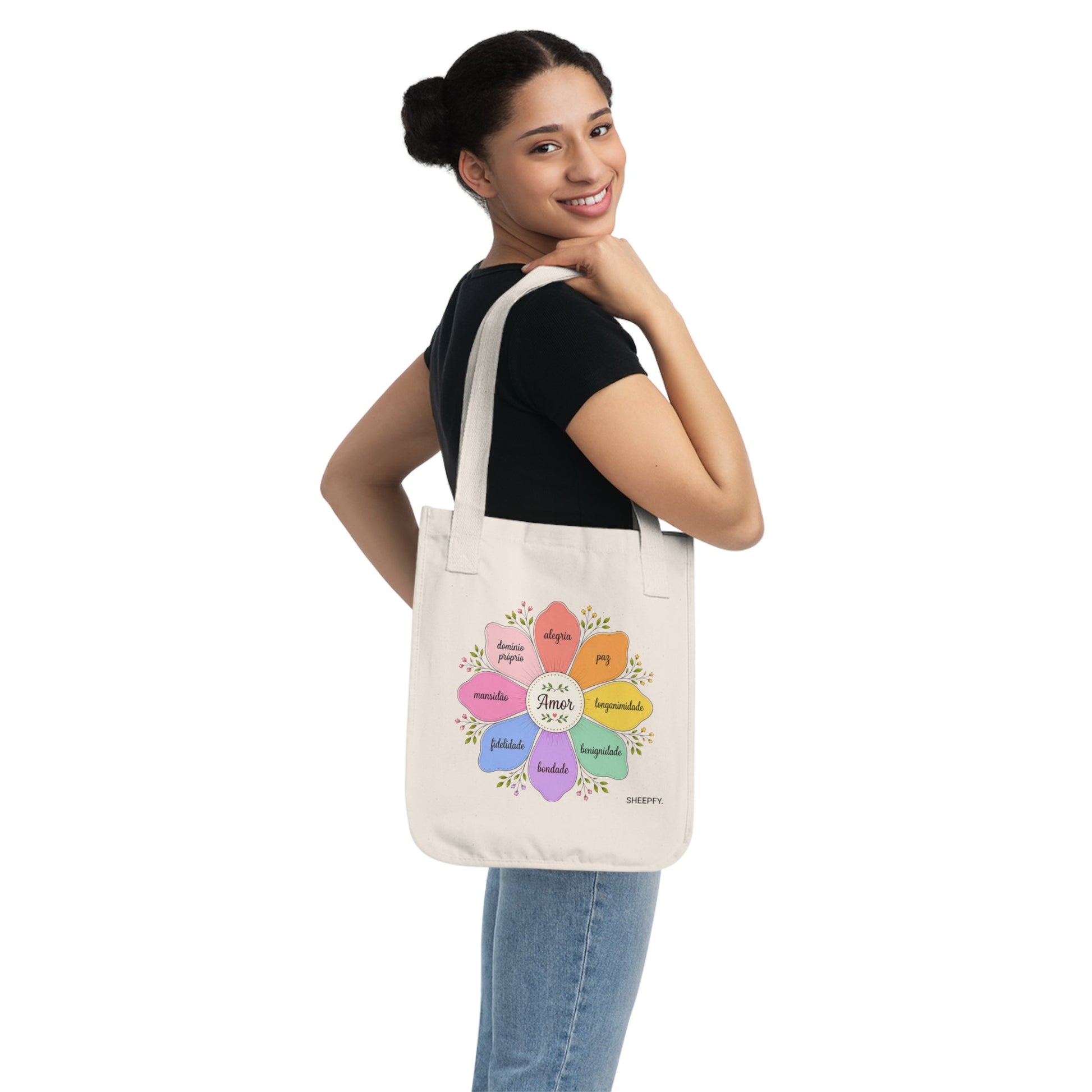 Bolsa — Floral 'Amor - Frutos do Espírito'- Sheepfy - Sheepfy