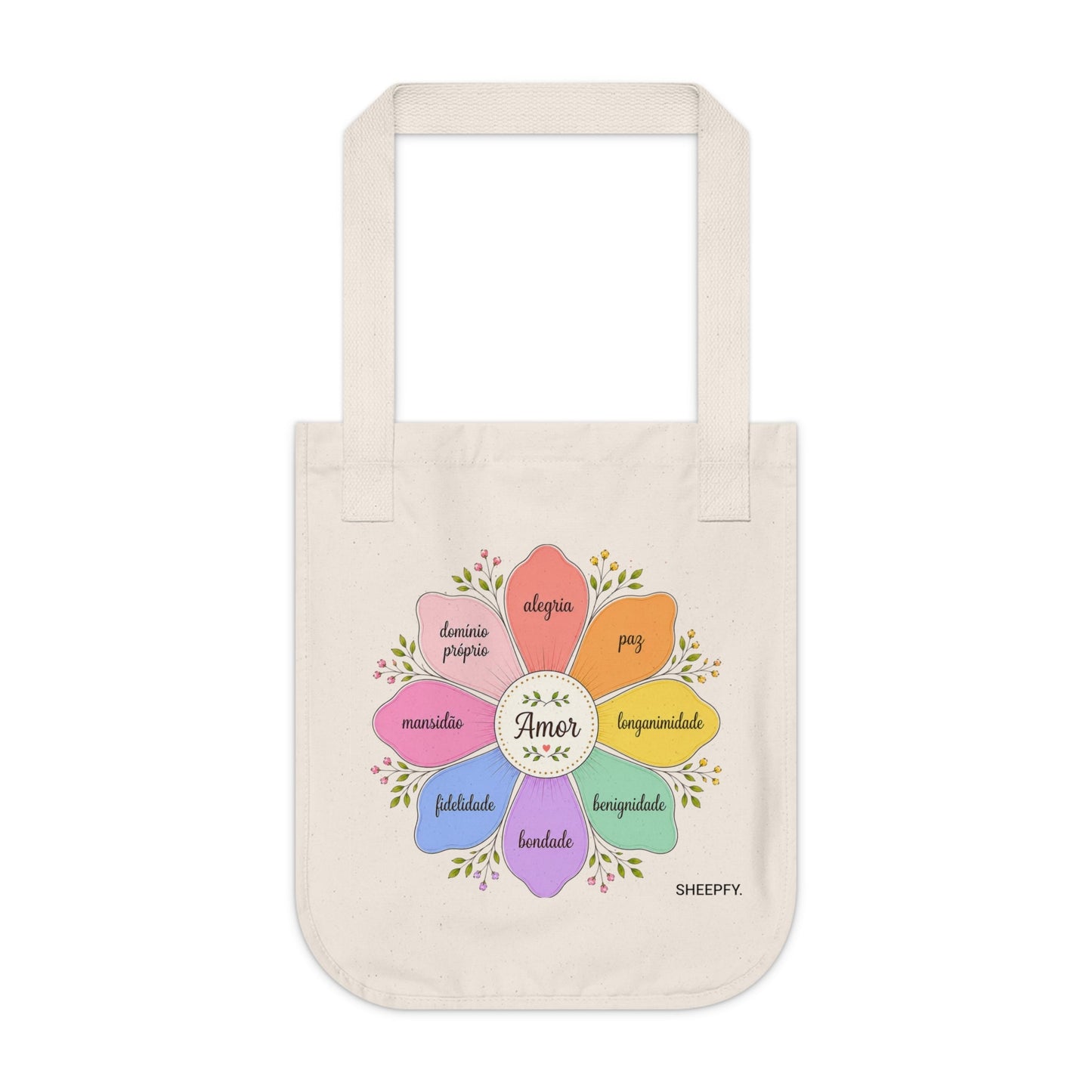 Bolsa — Floral 'Amor - Frutos do Espírito'- Sheepfy - Sheepfy