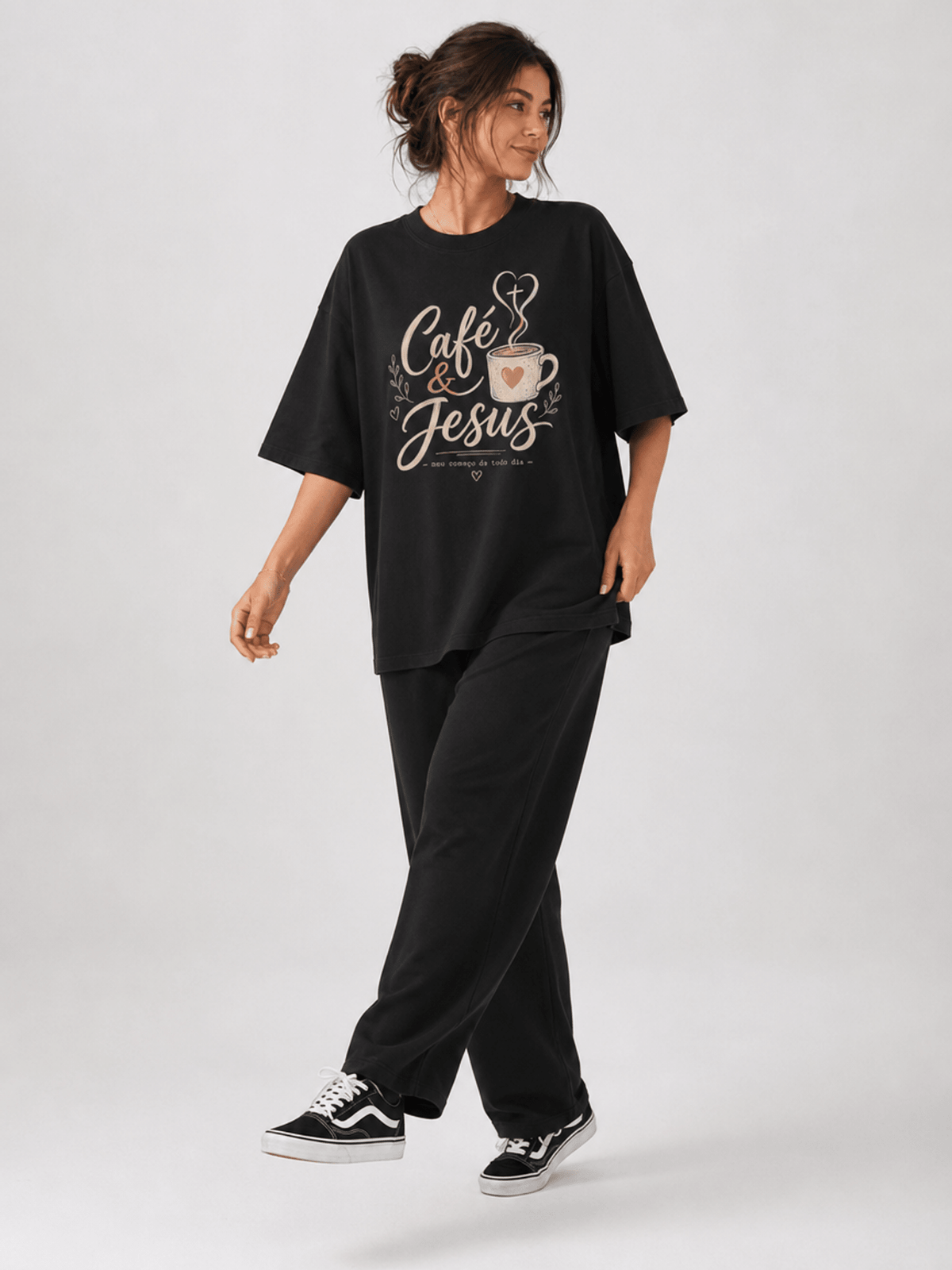 Café & Jesus – T-shirt de Manga Curta | Caminho Collection | Sheepfy - Sheepfy