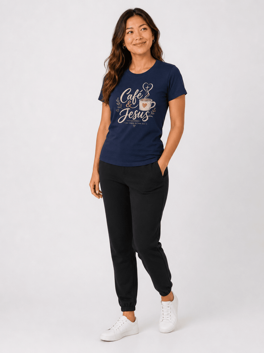 Café & Jesus – T-shirt de Manga Curta | Caminho Collection | Sheepfy - Sheepfy