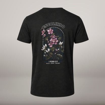 Escolhido – T-shirt cristã de homem, preta (costas)