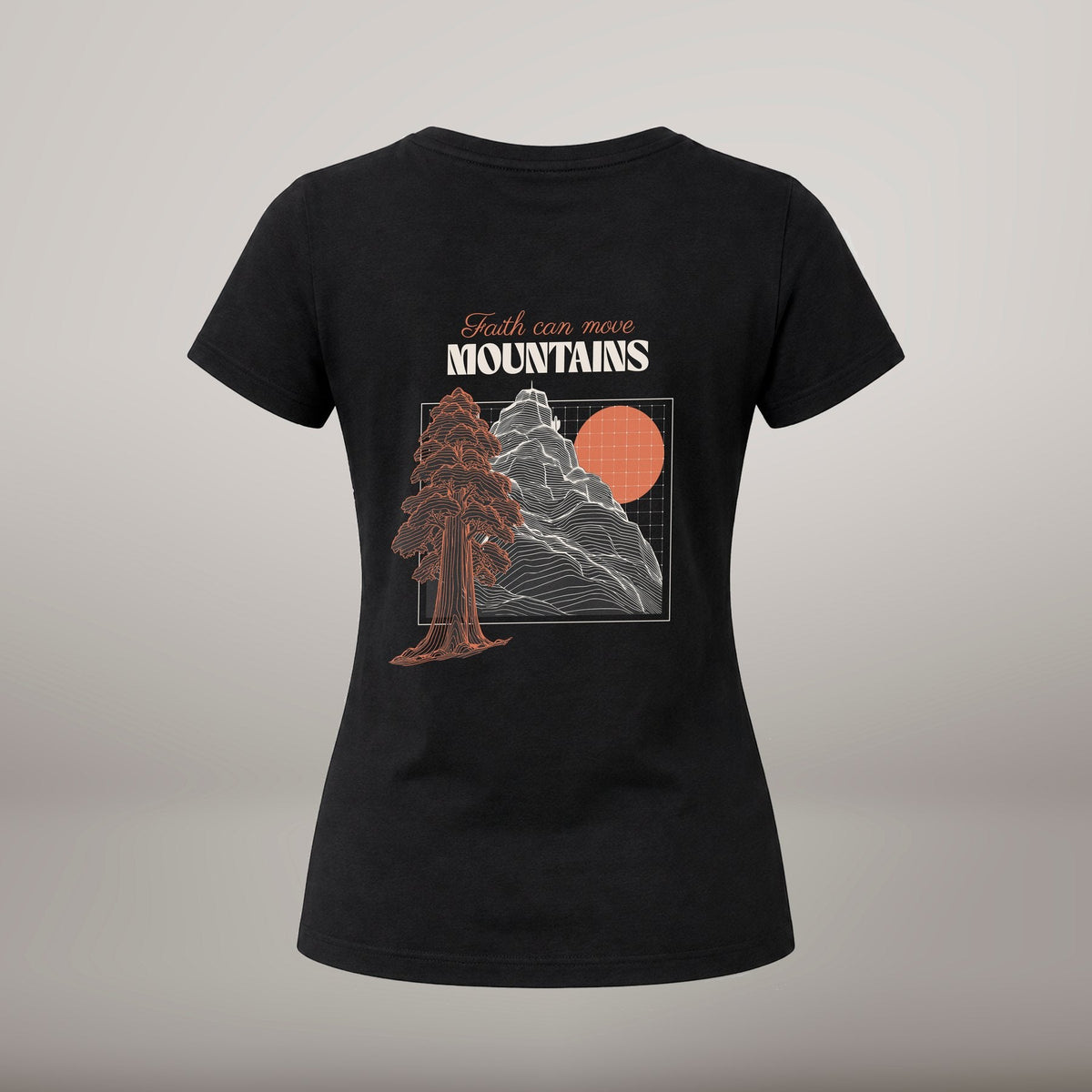 Faith Can Move Mountains – T-shirt de Manga Curta | Caminho Collection | Sheepfy - Sheepfy