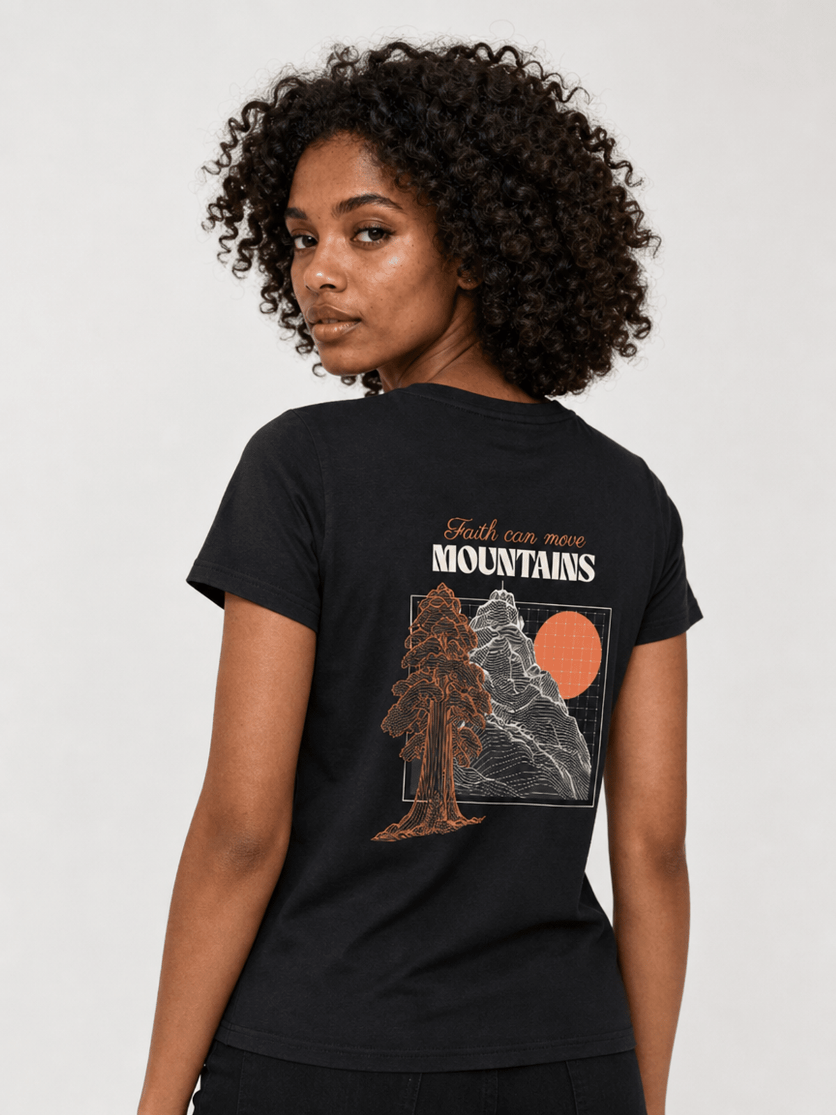 Faith Can Move Mountains – T-shirt de Manga Curta | Caminho Collection | Sheepfy - Sheepfy