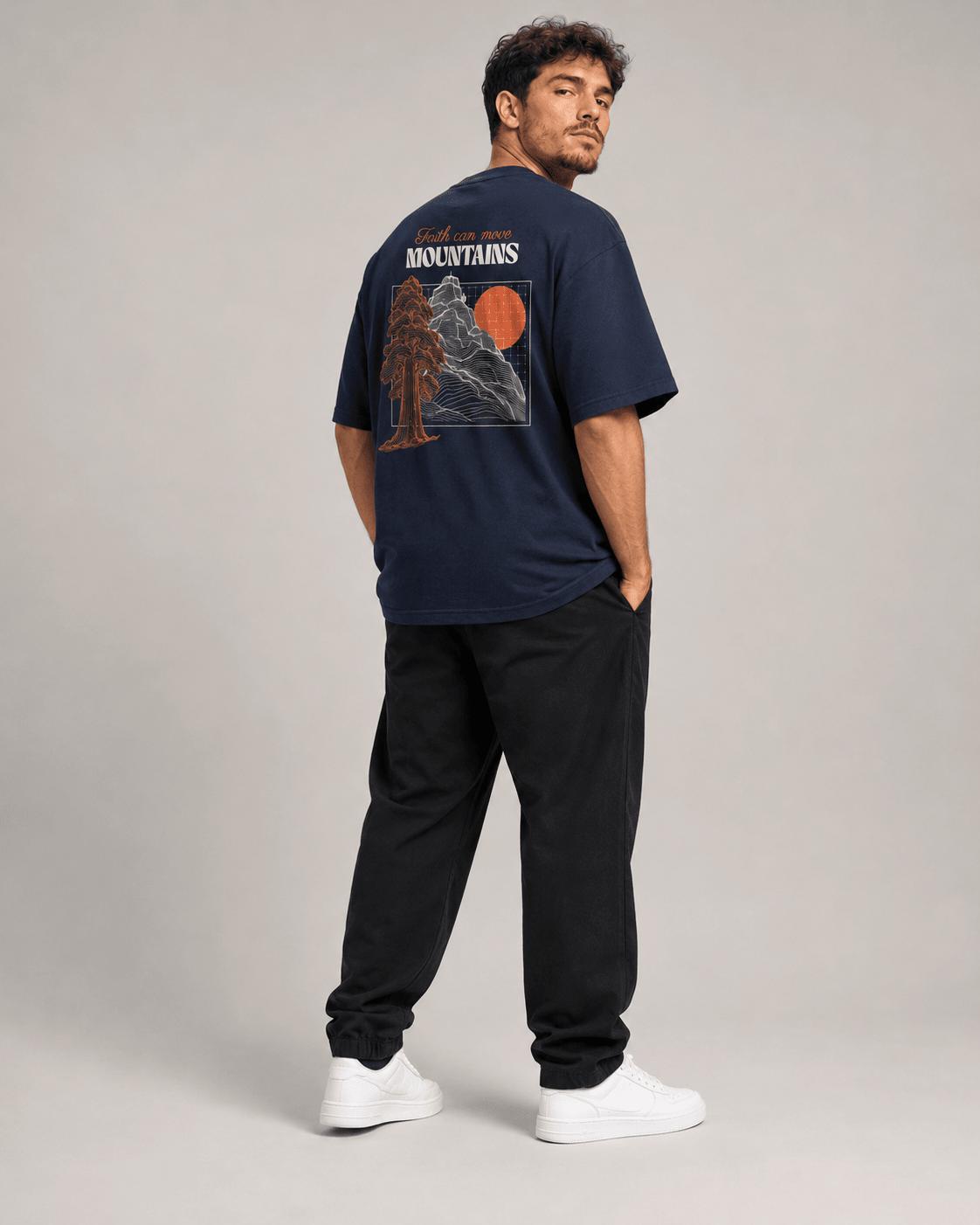 Faith Can Move Mountains – T-shirt cristã de homem – foto 3