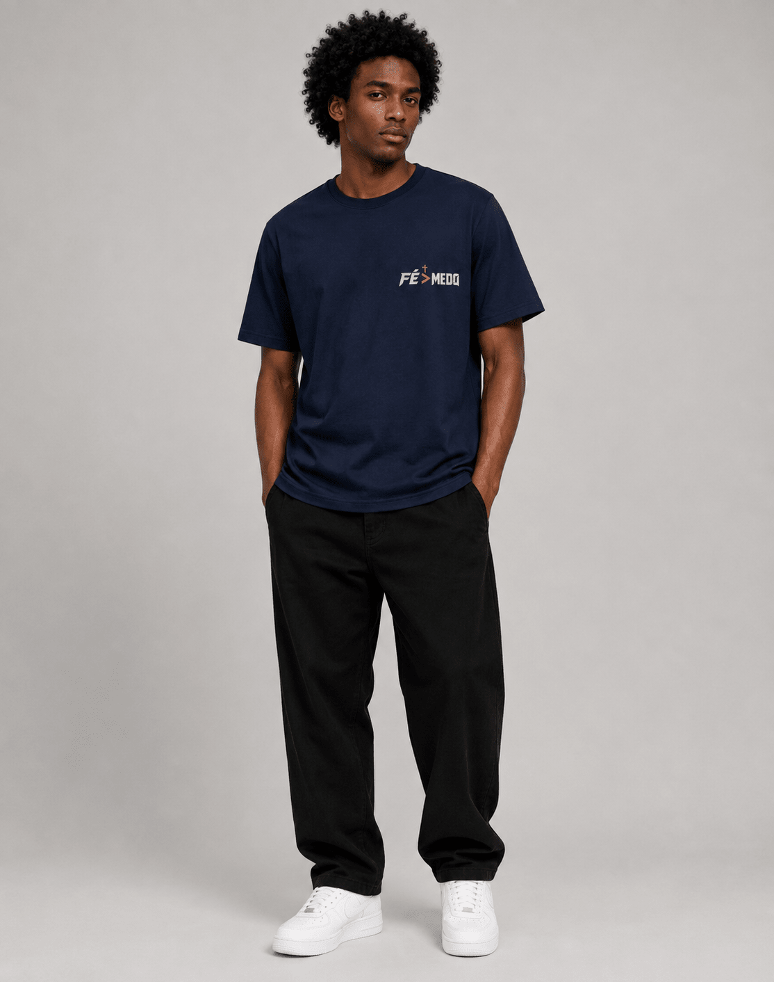 Fé Acima do Medo – T-shirt cristã de homem – foto 5