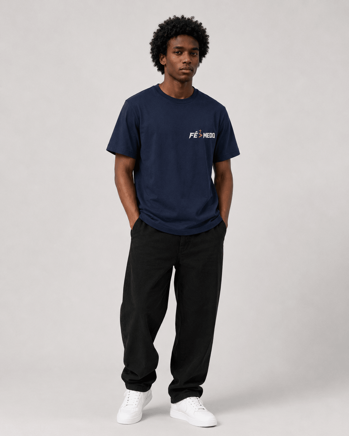 Fé Acima do Medo – T-shirt cristã de homem – foto 6