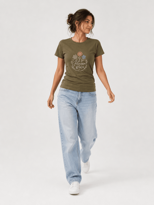 Floresça na Graça – T-shirt de Manga Curta | Caminho Collection | Sheepfy - Sheepfy