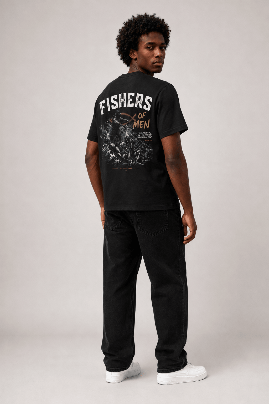 Go, Seek, Save – T-shirt cristã oversized de homem – foto 3
