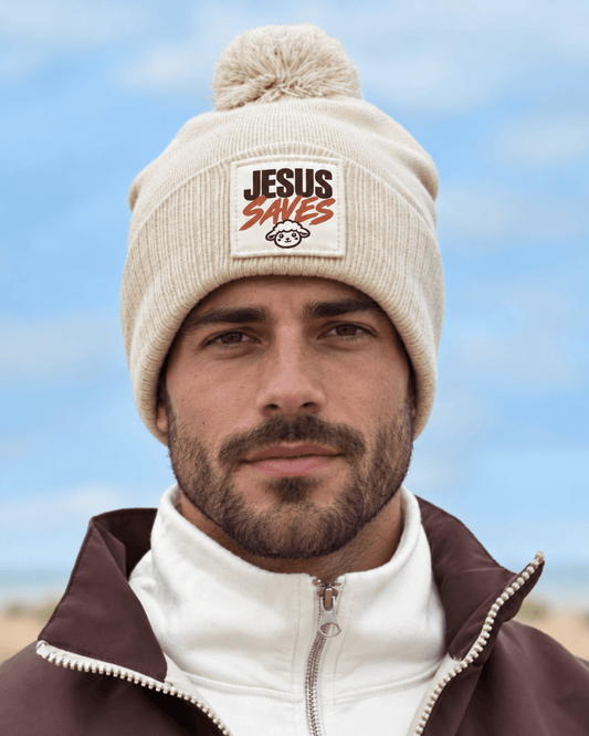 Gorro Cristão com Pompom – Jesus Saves - Sheepfy