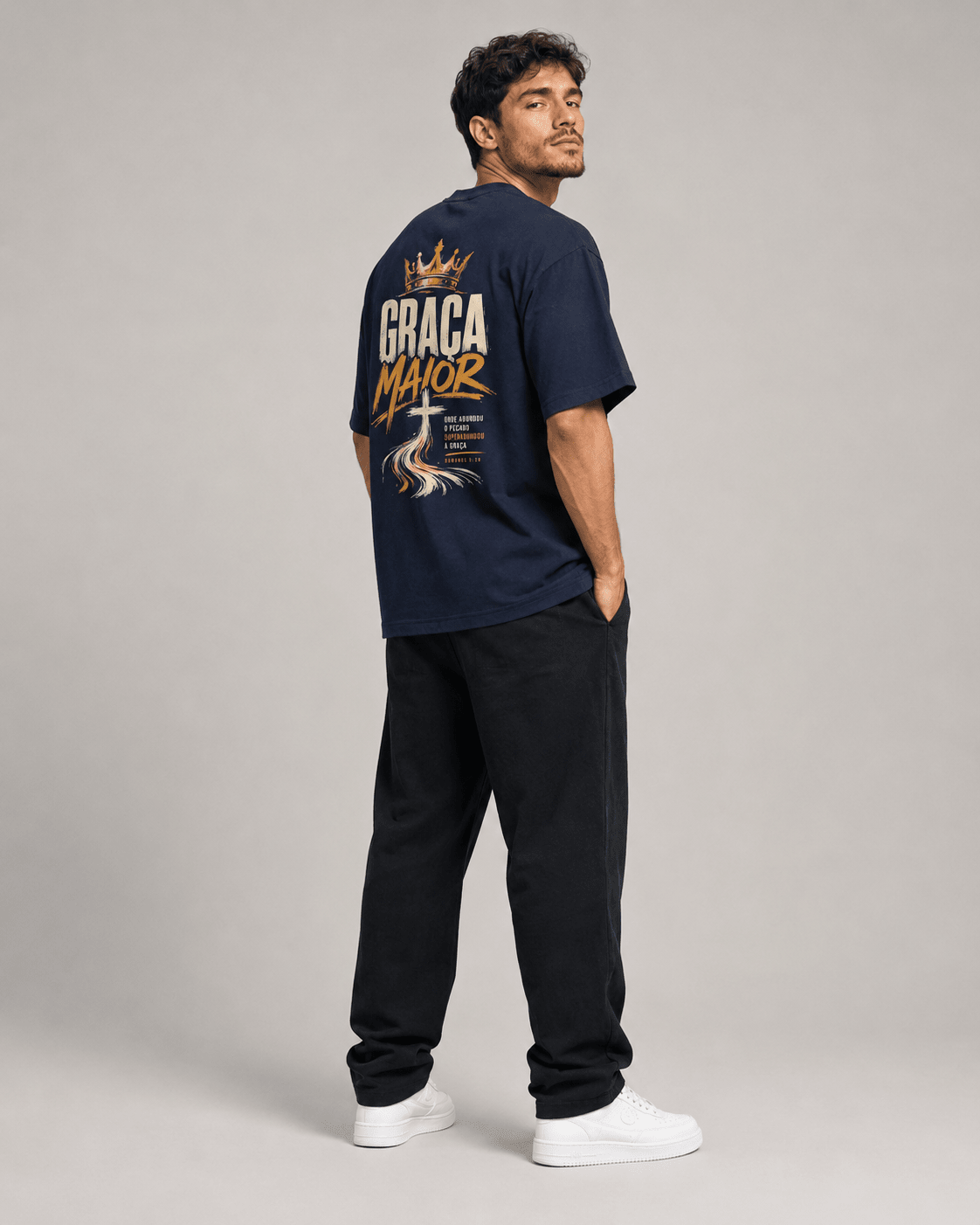 Graça Maior – T-shirt cristã de homem – foto 4