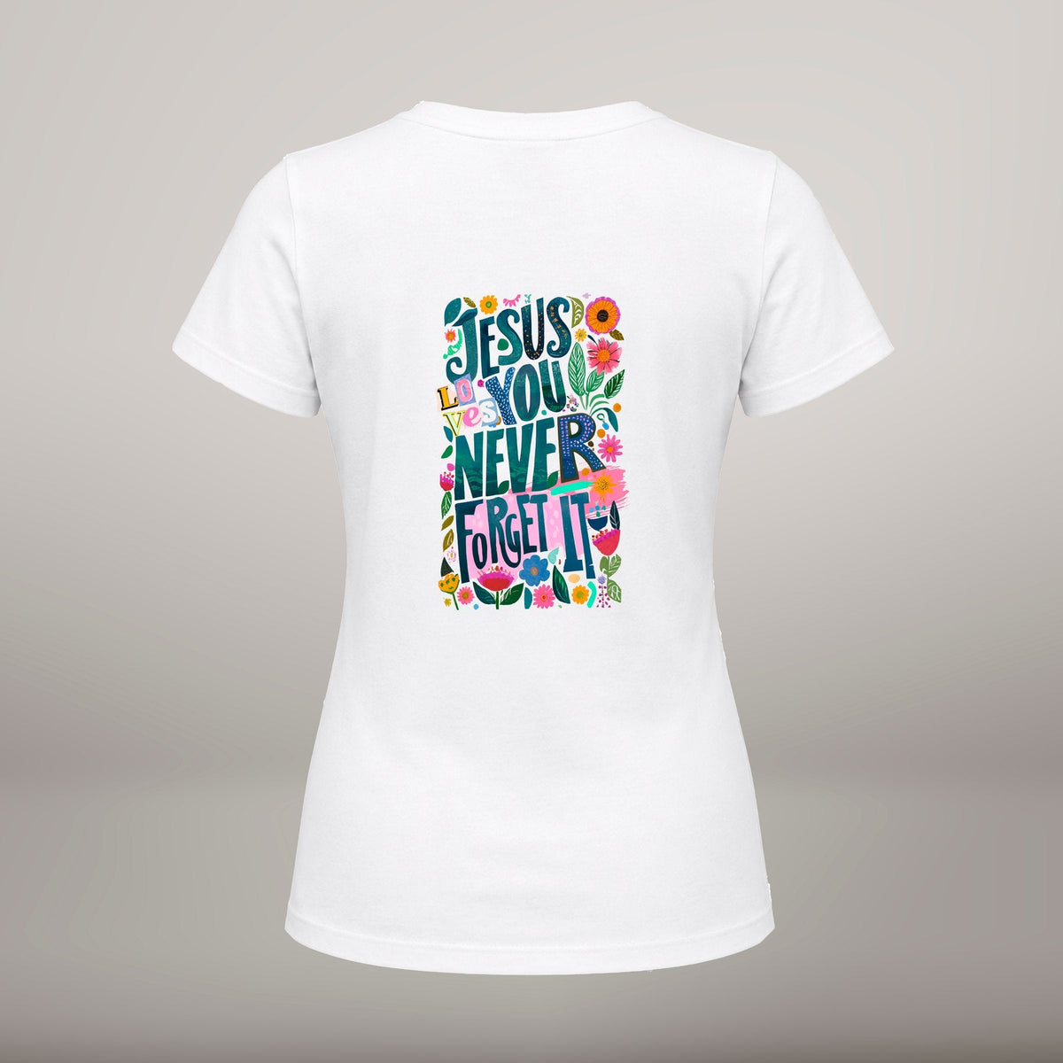 Jesus Loves You, Never Forget It – T-shirt de Manga Curta | Caminho Collection | Sheepfy - Sheepfy