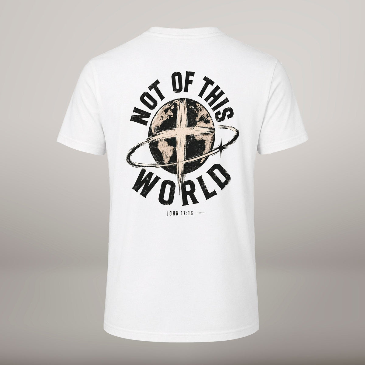 Not of This World – T-shirt cristã de homem, branca (costas)