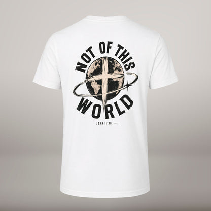 Not of This World – T-shirt cristã de homem, branca (costas)