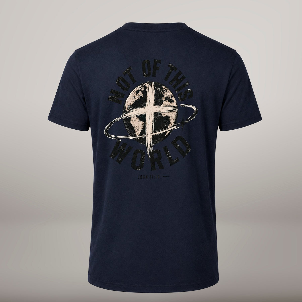 Not of This World – T-shirt cristã de homem, azul-marinho (costas)