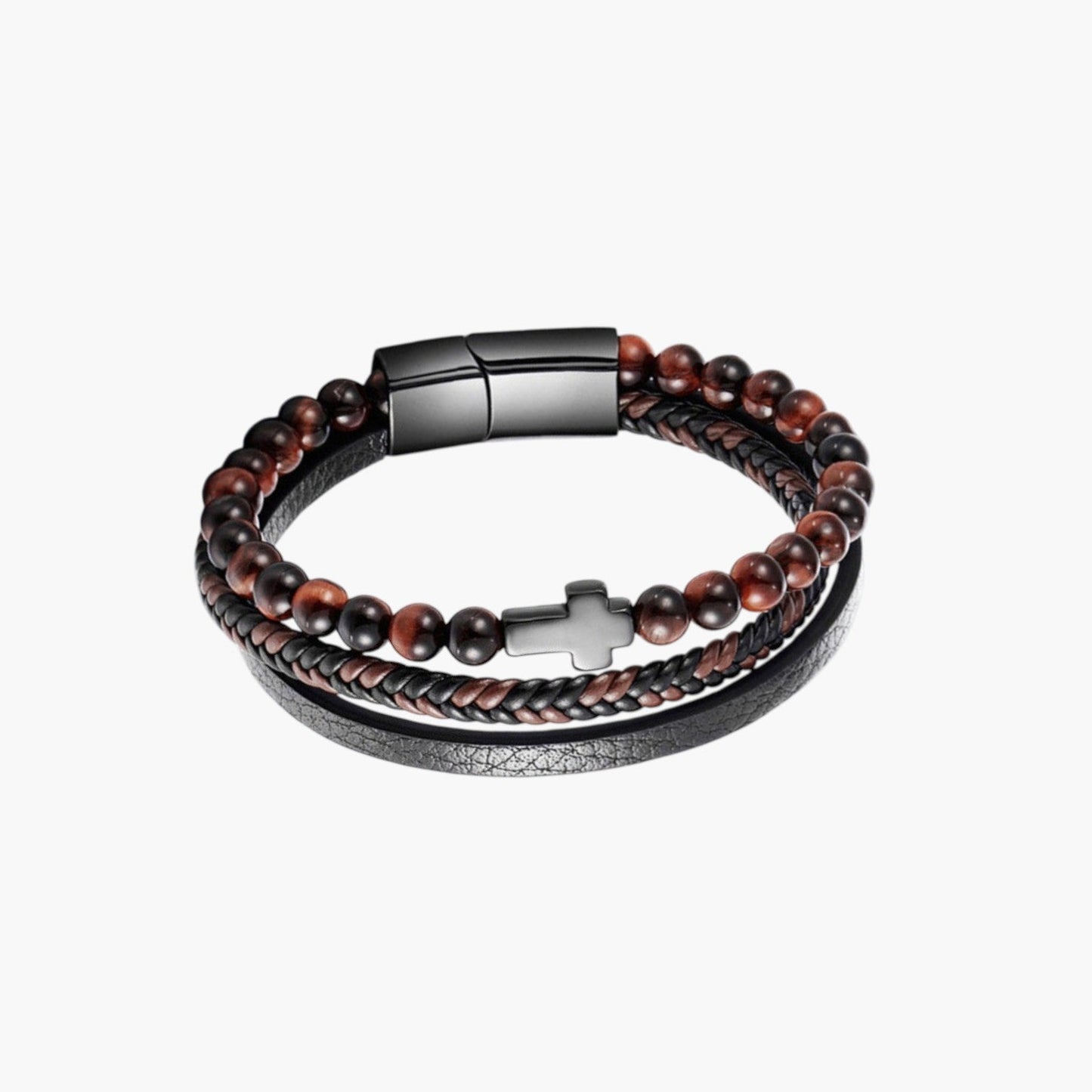 Pulseira de Couro e Pedra Natural - Sheepfy