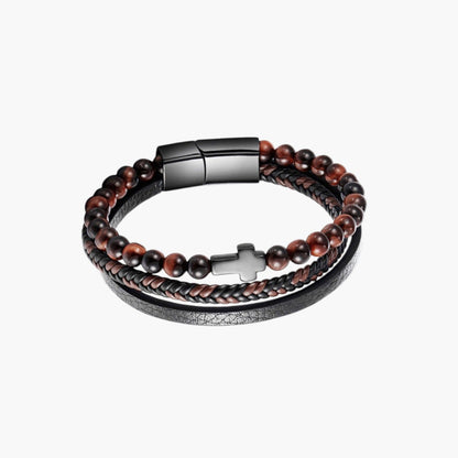Pulseira de Couro e Pedra Natural - Sheepfy