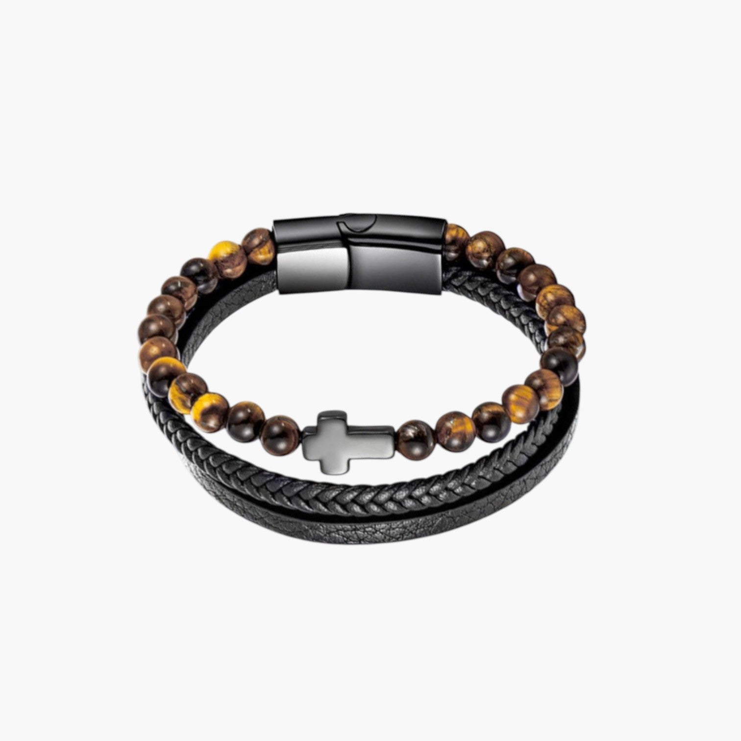 Pulseira de Couro e Pedra Natural - Sheepfy
