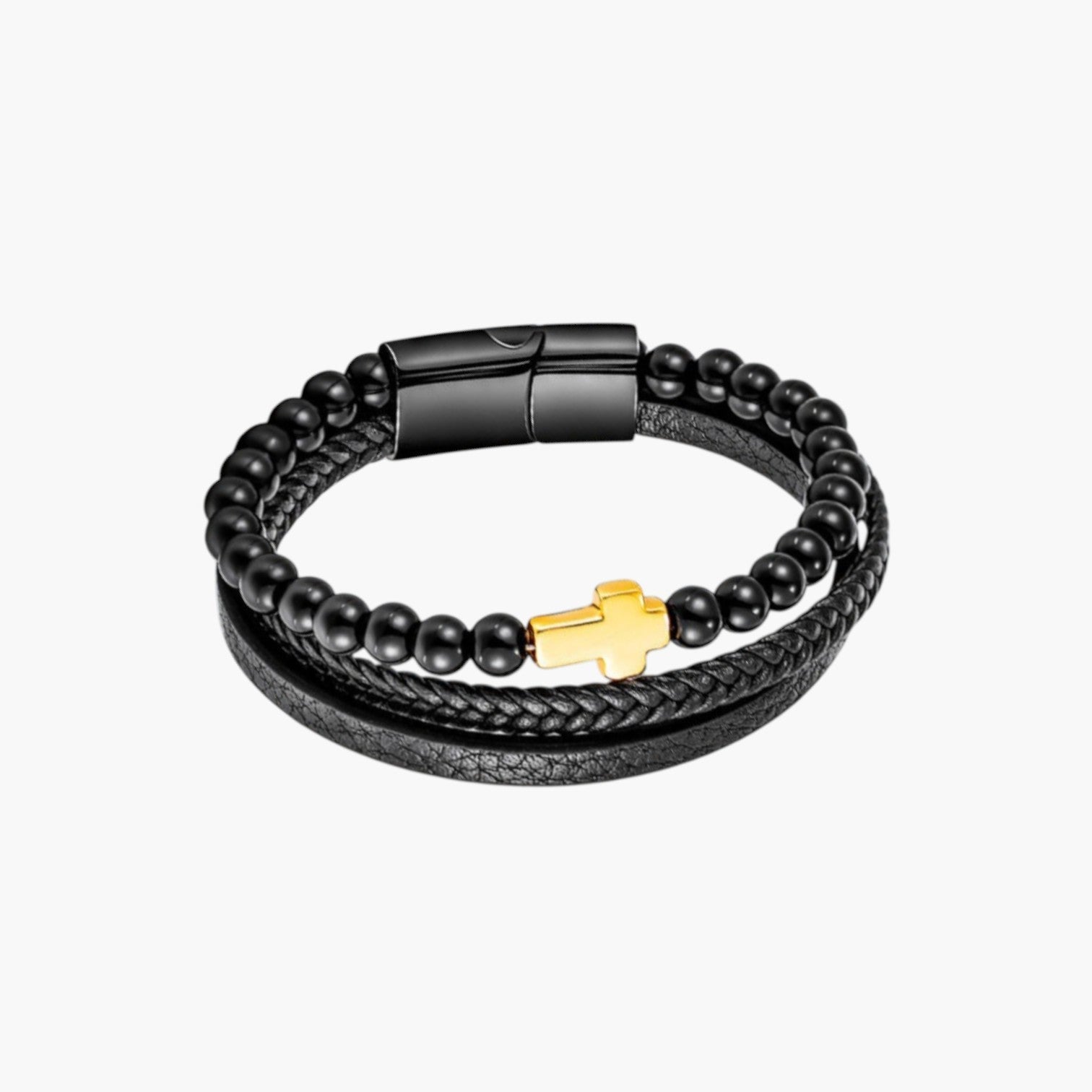 Pulseira de Couro e Pedra Natural - Sheepfy