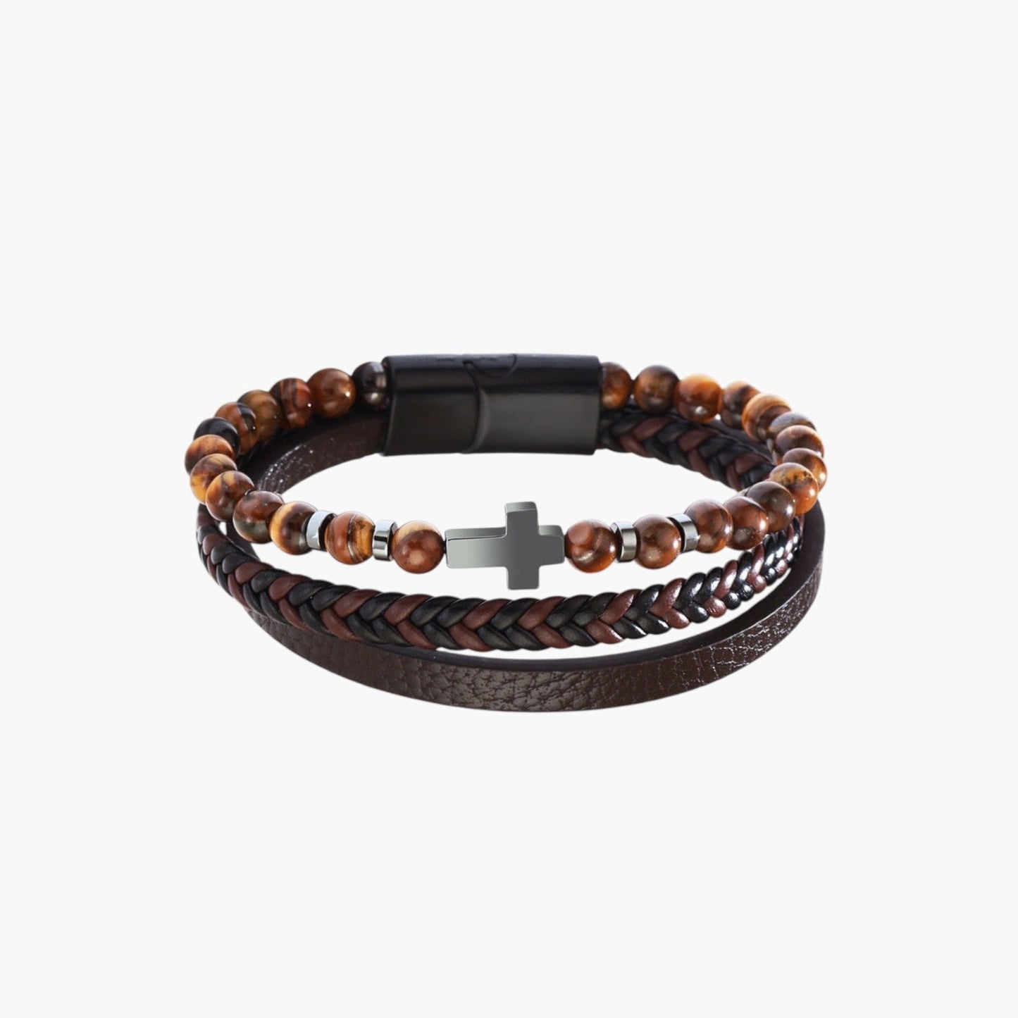 Pulseira de Couro e Pedra Natural - Sheepfy