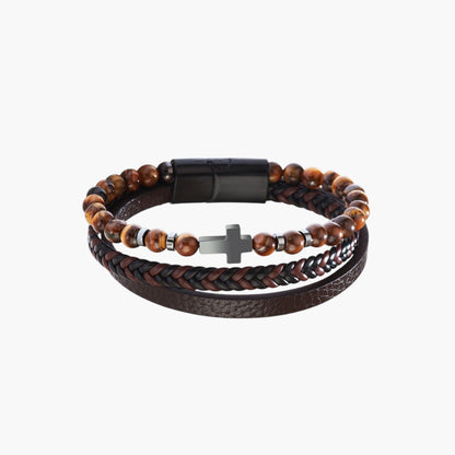 Pulseira de Couro e Pedra Natural - Sheepfy