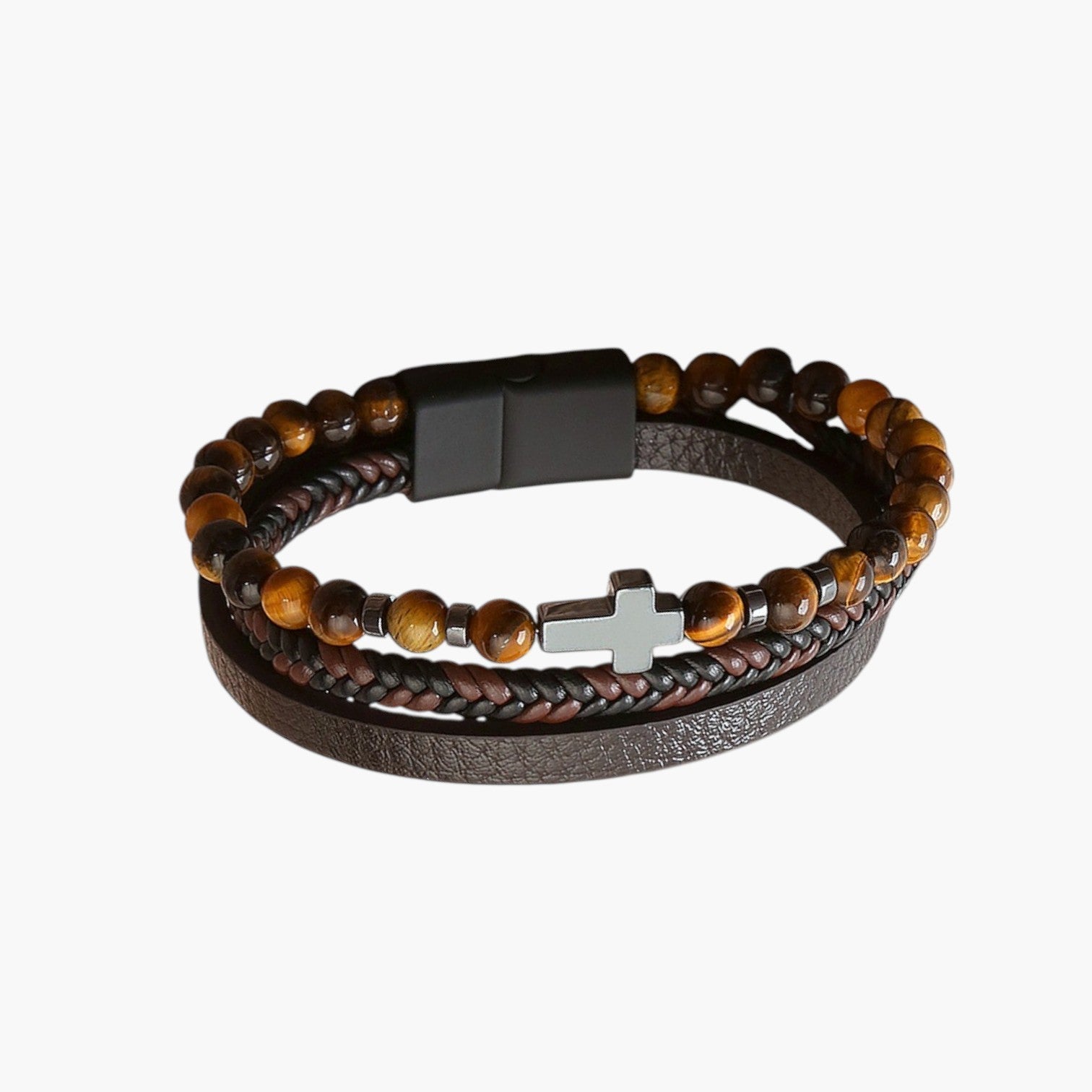 Pulseira de Couro e Pedra Natural - Sheepfy