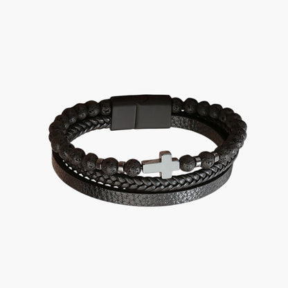 Pulseira de Couro e Pedra Natural - Sheepfy